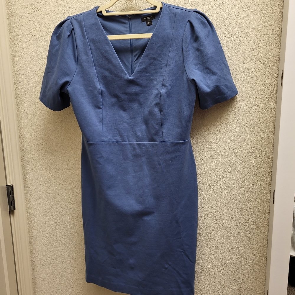 Ann Taylor Petite Ponte puff sleeve dress